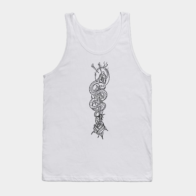 Traditional Snake & Rose Tattoo Tank Top by Scottconnick